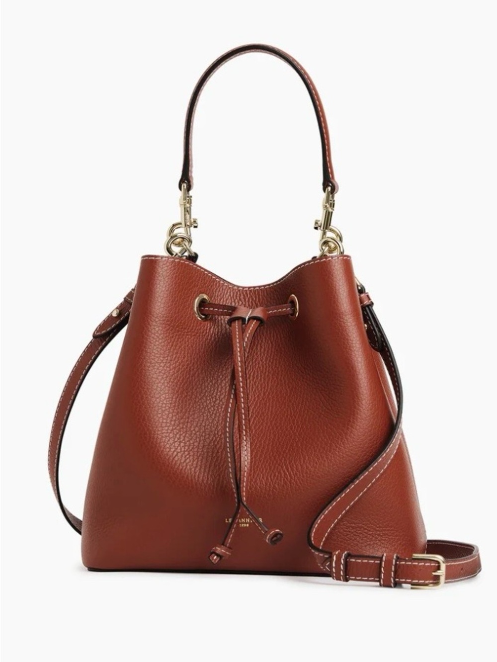 Le Tanneur Louise Bucket Bag Small Mahogany Brown NWT Sold out!
